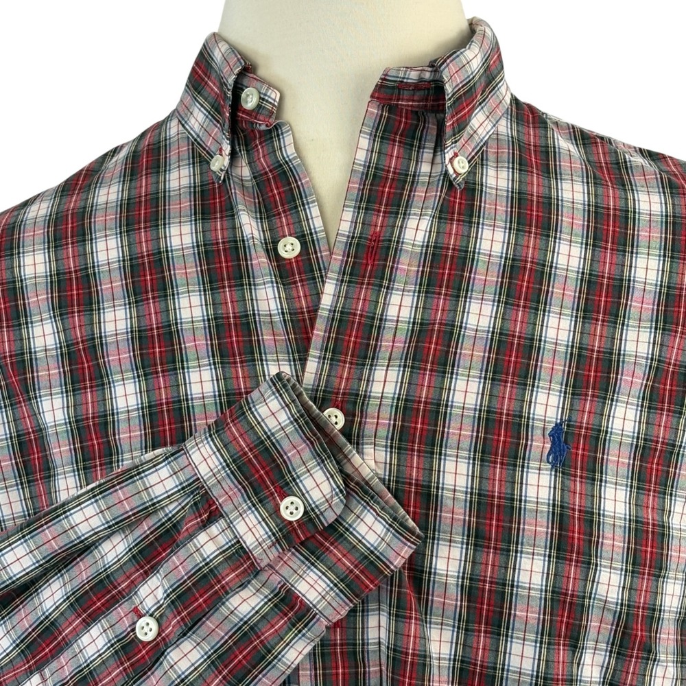 Ralph Lauren Blake‎ Mens L Plaid Button Down Long Sleeve Shirt Two-Ply Cotton